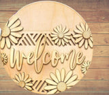 DIY Paint Your Own Floral Welcome Wooden Welcome Door Sign Kit  Make Your Own Front Door Sign  Unpainted Wood Blank for Custom Home Decor