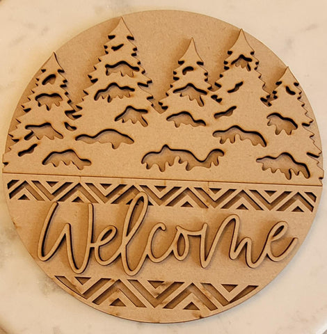 DIY Paint Your Own Christmas Pine Trees Welcome Wooden Door Sign Kit  Make Your Own Front Door Sign Wood Blank for Custom Home Decor