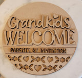 DIY Paint Your Own Grandkids Welcome Wooden Welcome Door Sign Kit  Make Your Own Front Door Sign Unpainted Wood Blank for Custom Home Decor