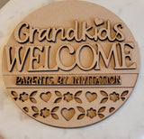 DIY Paint Your Own Grandkids Welcome Wooden Welcome Door Sign Kit  Make Your Own Front Door Sign Unpainted Wood Blank for Custom Home Decor
