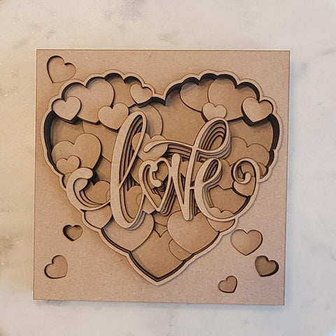 DIY Paint Your Own 3d layered Heart Wooden Sign Kit  Make Your Own Door or wall Sign Wood Blank for Custom Home Decor