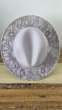 Floral Burned Hat,Butterfly Floral Burned Wildflower Cowboy Hat: Engraved Suede/Felt Boho Fedora, Felt Wide brim hat