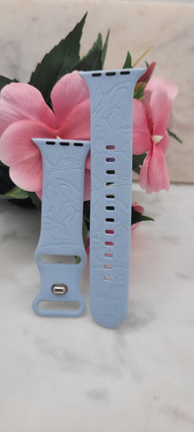 Engraved Sharks Sea theme, Ocean Design for Apple Watch Silicone Sports Band/Strap  38mm/40mm/41mm/42mm/44mm/45mm/46mm/49mm Boho