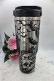 Graveyard Crows Halloween Tumbler: 30oz Double Wall Insulated Stainless Steel tumbler bottle
