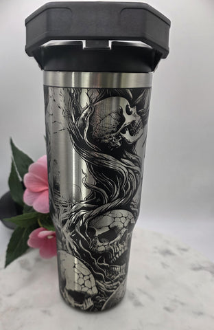 Graveyard Crows Halloween Tumbler: 30oz Double Wall Insulated Stainless Steel tumbler bottle