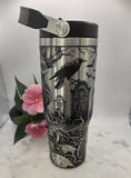 Graveyard Crows Halloween Tumbler: 30oz Double Wall Insulated Stainless Steel tumbler bottle
