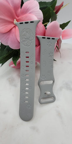 Engraved Labradoodle, dog lover Design for Apple Watch Silicone Sports Band/Strap  38mm/40mm/41mm/42mm/44mm/45mm/46mm/49mm Boho