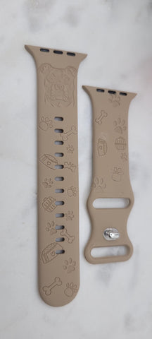 Engraved Pittbull, dog lover Design for Apple Watch Silicone Sports Band/Strap  38mm/40mm/41mm/42mm/44mm/45mm/46mm/49mm Boho