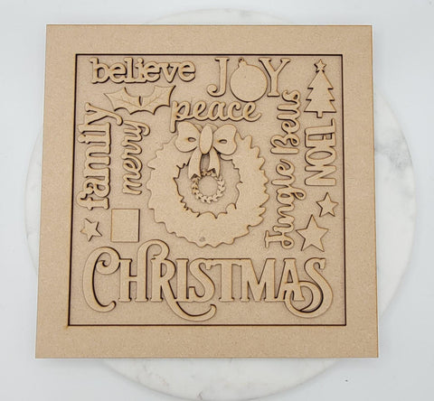 DIY Paint Your Own Christmas word collage Door Hanger Wooden Door Sign Kit  Make Your Own Front Door Sign Wood Blank for Custom Home Decor