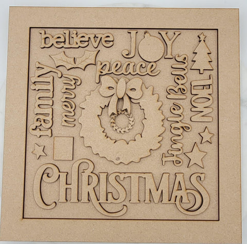 DIY Paint Your Own Christmas word collage Door Hanger Wooden Door Sign Kit  Make Your Own Front Door Sign Wood Blank for Custom Home Decor