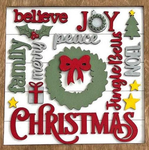 DIY Paint Your Own Christmas word collage Door Hanger Wooden Door Sign Kit  Make Your Own Front Door Sign Wood Blank for Custom Home Decor