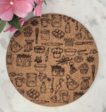 Cork Baked with Love Laser Engraved Cork Trivet: Kitchen Decor Pot Holder Gift, Personalized Housewarming Wedding Hot Pad