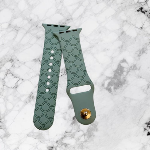Engraved Mermaid tail Gift Design for Apple Watch Silicone Sports Band/Strap  38mm/40mm/41mm/42mm/44mm/45mm/46mm/49mm