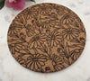 Cork Retro Daisys Laser Engraved Cork Trivet: Kitchen Decor Pot Holder Gift, Personalized Housewarming Wedding Hot Pad