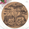 Cork African Safari Elephants Laser Engraved Cork Trivet: Kitchen Decor Pot Holder Gift, Personalized Housewarming Wedding Hot Pad