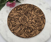 Cork Roses Laser Engraved Cork Trivet: Kitchen Decor Pot Holder Gift, Personalized Housewarming Wedding Hot Pad