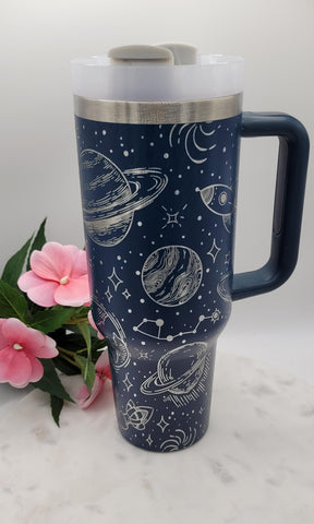 Outerspace, planets, celestial,  spaceman,  40oz Double Wall Insulated Tumbler with Handles Gift