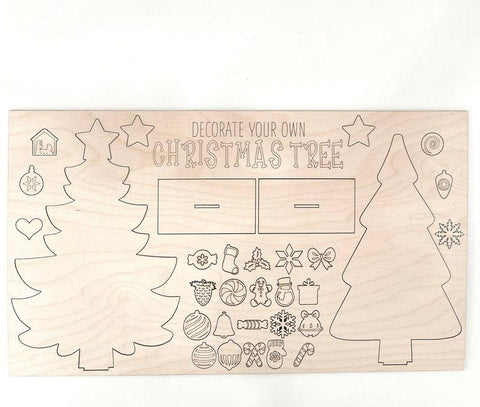 DIY Paint Your Own Christmas Tree  Wooden Door Sign Kit  Make Your Own Front Door Sign Wood Blank for Custom Home Decor