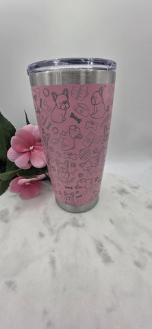 French Bulldog Laser Engraved 20oz Double Wall Insulated Tumbler Travel mug,Seamless Tumbler ,Gift for daughter, niece, Friend