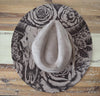 Longhorn Skull Burned Hat, Skull and roses, Cowboy desert Burned Cowboy Hat: Feathers Engraved Suede/Felt Boho Fedora, Felt Wide brim hat