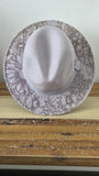 Floral Burned Hat,Butterfly Floral Burned Wildflower Cowboy Hat: Engraved Suede/Felt Boho Fedora, Felt Wide brim hat