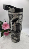 Graveyard Crows Halloween Tumbler: 30oz Double Wall Insulated Stainless Steel tumbler bottle