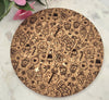 Cork Christmas doodles Laser Engraved Cork Trivet: Kitchen Decor Pot Holder Gift, Personalized Housewarming Wedding Hot Pad