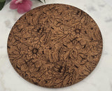 Cork Wildflowers and butterflies Laser Engraved Cork Trivet: Kitchen Decor Pot Holder Gift, Personalized Housewarming Wedding Hot Pad