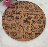 Cork Baked with Love Laser Engraved Cork Trivet: Kitchen Decor Pot Holder Gift, Personalized Housewarming Wedding Hot Pad