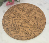 Cork Olive branch Laser Engraved Cork Trivet: Kitchen Decor Pot Holder Gift, Personalized Housewarming Wedding Hot Pad