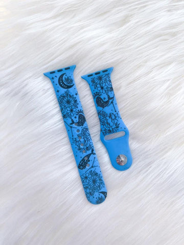 Engraved Celestial Whales, ocean Gift Design for Apple Watch Silicone Sports Band/Strap  38mm/40mm/41mm/42mm/44mm/45mm/46mm/49mm