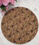 Cork Iris flowers Laser Engraved Cork Trivet: Kitchen Decor Pot Holder Gift, Personalized Housewarming Wedding Hot Pad