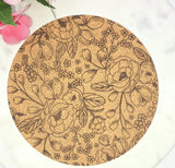 Cork wildflowers Laser Engraved Cork Trivet: Kitchen Decor Pot Holder Gift, Personalized Housewarming Wedding Hot Pad