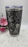 Sugar skills, halloween Laser Engraved 20oz Double Wall Insulated Tumbler Travel mug, Tumbler ,Gift for daughter, niece, Friend