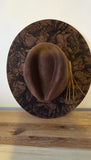 Peony Bloom Burned Hat, Peonies Floral Burned Wildflower Cowboy Hat: Engraved Suede/Felt Boho Fedora, Felt Wide brim hat Western Hat