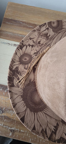 Horse and Sunflowers Burned Hat, Floral Burned cowgirl Cowboy Hat: Engraved Suede/Felt Boho Fedora, Felt Wide brim hat Western Hat Festivals