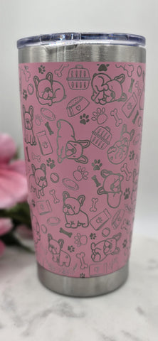 French Bulldog Laser Engraved 20oz Double Wall Insulated Tumbler Travel mug,Seamless Tumbler ,Gift for daughter, niece, Friend
