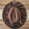 Horse Burned Hat, Native American Burned Cowboy Hat: Feathers Engraved Suede/Felt Boho Fedora, Felt Wide brim hat Western Hat Festivals
