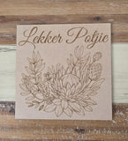Lekker Potjie, South African potjie pot Trivet, Protea pot stand for your table Wooden  Custom Home Decor