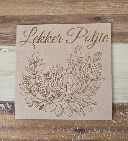 Lekker Potjie, South African potjie pot Trivet, Protea pot stand for your table Wooden  Custom Home Decor