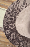 Wild meadow Burned Hat, Floral Cowboy Hat. Burned Cowboy Hat: Engraved Suede/Felt Boho Fedora, Felt Wide brim hat Western Hat Festivals