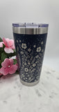 Woodland Deer and flowers Laser Engraved 20oz Double Wall Insulated Tumbler Travel mug,Seamless Tumbler ,Gift for Mum, Aunty, Daughte