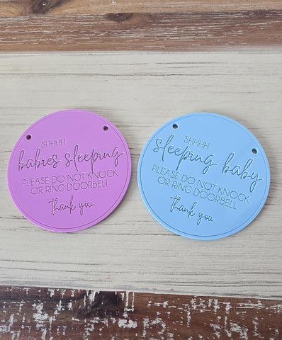 Shhh baby sleeping sign Please don't knock Door or Wall Plaque New Mothers Gift Acrylic or Wood Custom Name Garden sign