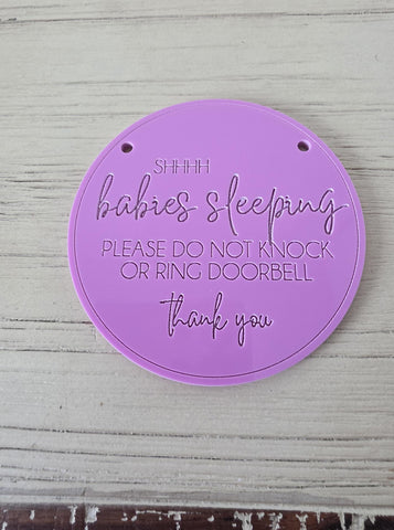 Shhh baby sleeping sign Please don't knock Door or Wall Plaque New Mothers Gift Acrylic or Wood Custom Name Garden sign