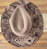 The Gambler Burned Hat, Floral Cowboy Hat. Burned Cowboy Hat: Engraved Suede/Felt Boho Fedora, Wide brim hat Western Hat Festivals