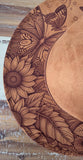 Sunflowers and butterflies Burned Hat, Floral Cowboy Hat. Burned Cowboy Hat: Engraved Suede/Felt Boho Fedora, Felt Wide brim hat Western Hat