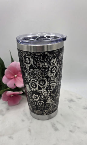 Sugar skills, halloween Laser Engraved 20oz Double Wall Insulated Tumbler Travel mug, Tumbler ,Gift for daughter, niece, Friend