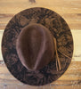 Peony Bloom Burned Hat, Peonies Floral Burned Wildflower Cowboy Hat: Engraved Suede/Felt Boho Fedora, Felt Wide brim hat Western Hat