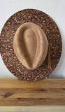 Tooled  Burned Hat, Floral Burned Cowboy Hat: Engraved Suede/Felt Boho Fedora, Felt Wide brim hat Western Hat Festivals