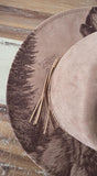 Howling Wolf Burned Hat, cowgirl Burned Mountain Cowboy Hat: Engraved Suede/Felt Boho Fedora, Felt Wide brim hat Western Hat Festivals